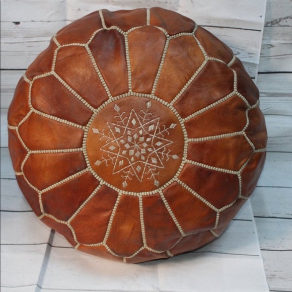100% Leather Handmade Moroccan Pouf- Brand New - Picture 1 of 3